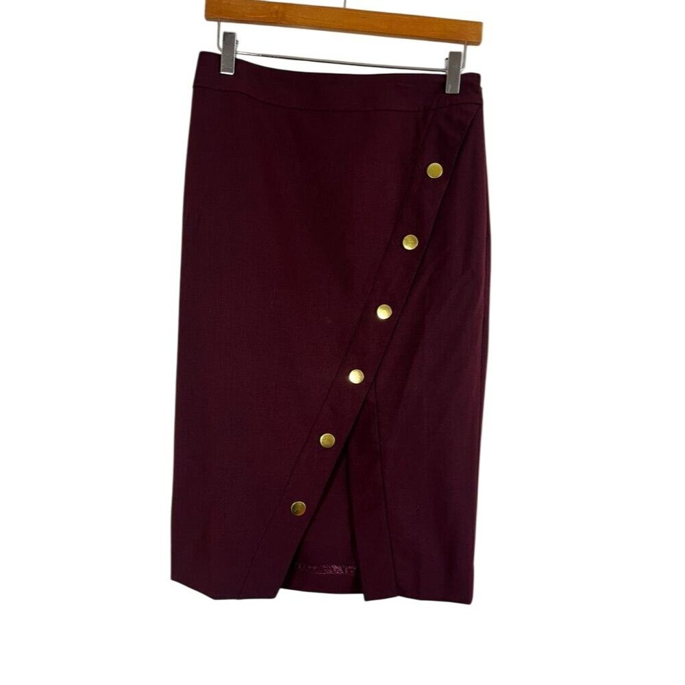 Retro Pencil Skirt Maroon 6 Metallic Preppy Chic Classic Neutral Minimalist 80s